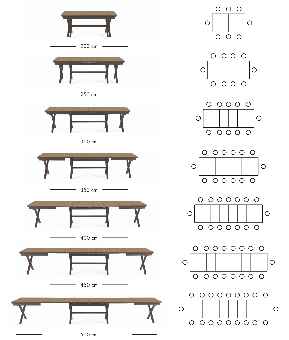 Royal utdragbart matbord 200–500 cm